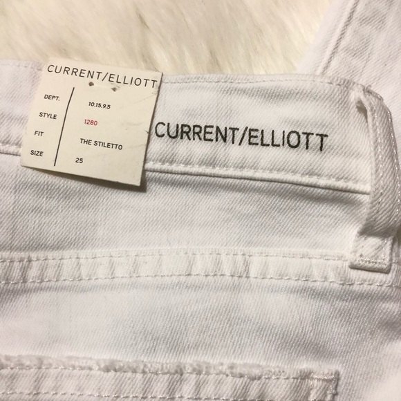 Current/Elliott Skinny Jeans 25 White The Stiletto Distressed - Picture 5 of 7